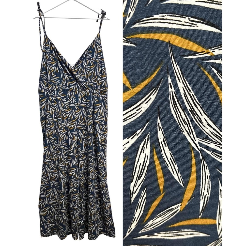 LOFT Beach Jumpsuit Women's‎ 16/18 Sleeveless Leaf Print Adjustable Strap Summer